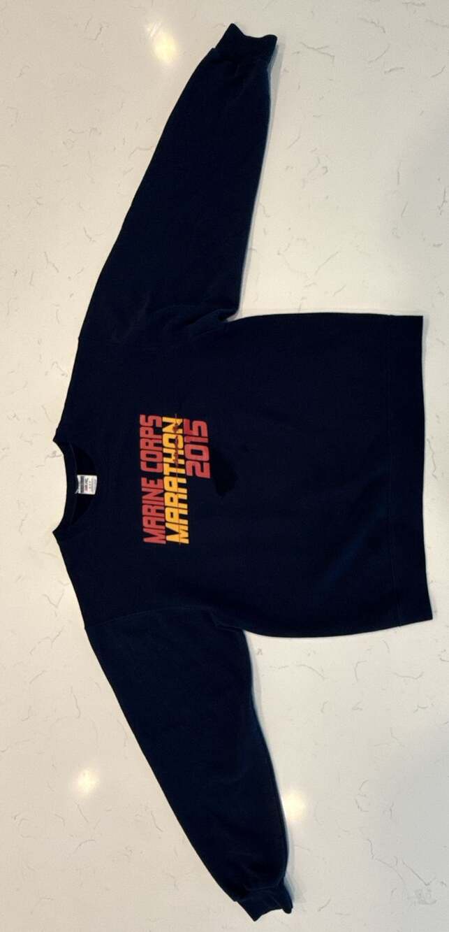 Jerzees Nublend Marine Corps Marathon 2015 Navy Blue Crewneck Sweatshirt Medium